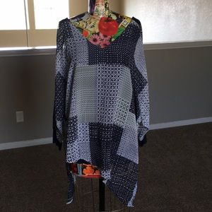 Blue and green flow blouse